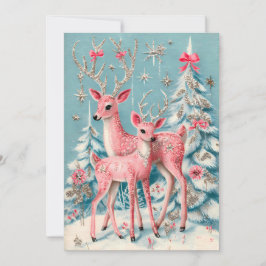 Rosa Kokette Rehe Weihnachten im Vintage-Stil Karte
