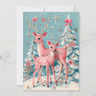Rosa Kokette Rehe Weihnachten im Vintage-Stil Karte