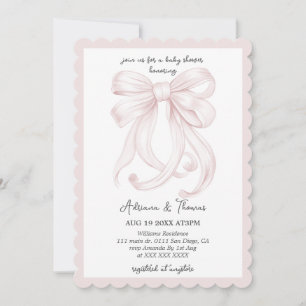 Rosa Kokette Schleife Mädchen Baby Shower Einladung