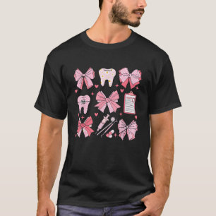 Rosa Kokette Schleife Süße Zähne Zahnarzt Truppe D T-Shirt