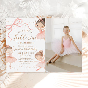 Rosa Kokette Unser Kleines Ballerina-Geburtstagsfo Einladung