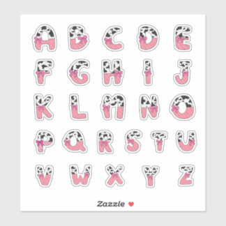 Rosa Koketten-Kuh-Druck-Alphabet-Cowgirl-Buchstabe Aufkleber