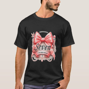 Rosa Koketten-Schleife 7. Geburtstags-Shirt für Mä T-Shirt