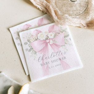 Rosa Koketten-Schleife-Blumen-Baby-in-blühen-Baby- Serviette