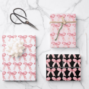 Rosa Koketten-Schleife Geschenkpapier Set