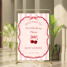 Rosa Koketten-Schleife Kirsche Baby Shower Willkom Poster