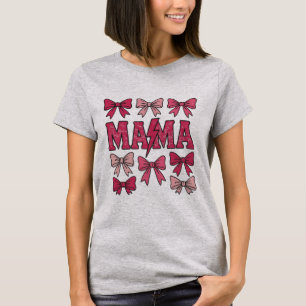 Rosa Koketten-Schleife Mama Blitz-Mom T-Shirt