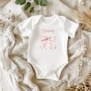 Rosa Koketten-Schleife & Perlen Baby Strampler