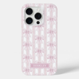 Rosa Koketten Schleifen auf gestreiften Monogramme Case-Mate iPhone Hülle