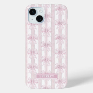 Rosa Koketten Schleifen auf gestreiften Monogramme Case-Mate iPhone Hülle