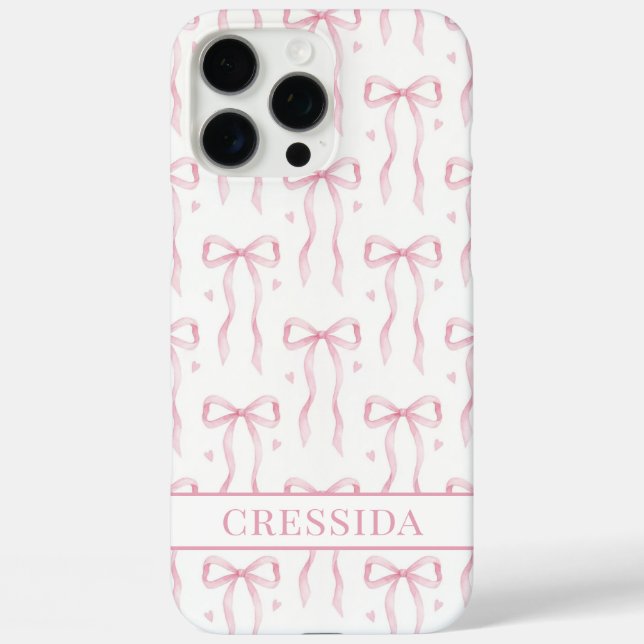 Rosa Koketten Schleifen Monogramm Case-Mate iPhone Hülle (Rückseite)