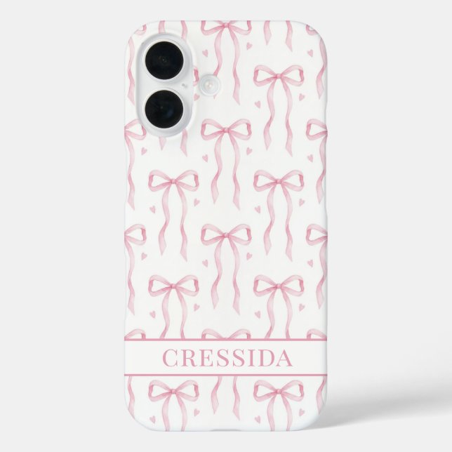 Rosa Koketten-Schleifen Monogramm Case-Mate iPhone Hülle (Rückseite)