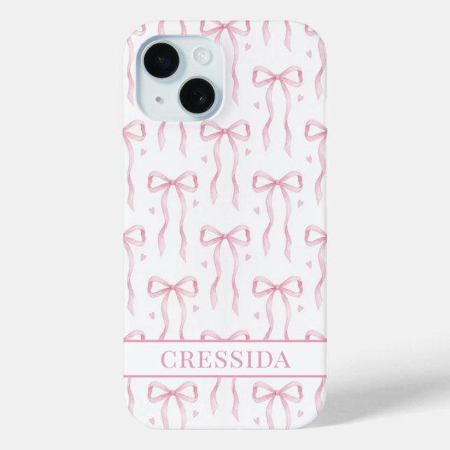 Rosa Koketten Schleifen Monogramm Case-Mate iPhone Hülle (Rückseite)