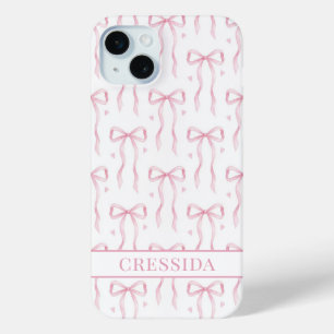 Rosa Koketten Schleifen Monogramm Case-Mate iPhone Hülle