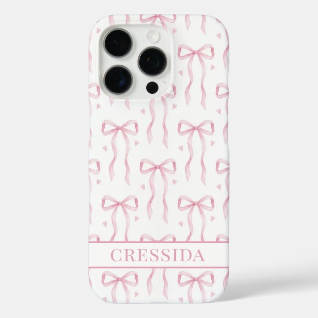 Rosa Koketten Schleifen Monogramm Case-Mate iPhone Hülle (Rückseite)