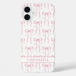 Rosa Koketten Schleifen Monogramm iPhone 16 Plus Hülle
