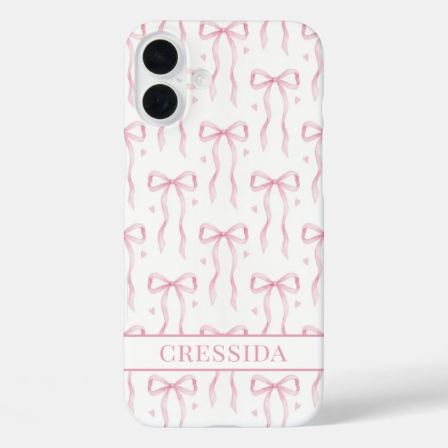 Rosa Koketten Schleifen Monogramm Case-Mate iPhone Hülle (Rückseite)