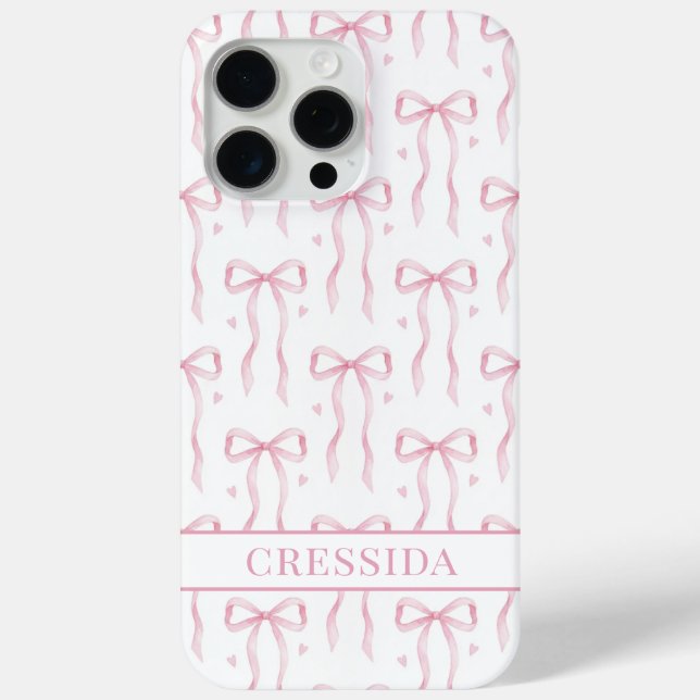 Rosa Koketten Schleifen Monogramm Case-Mate iPhone Hülle (Rückseite)