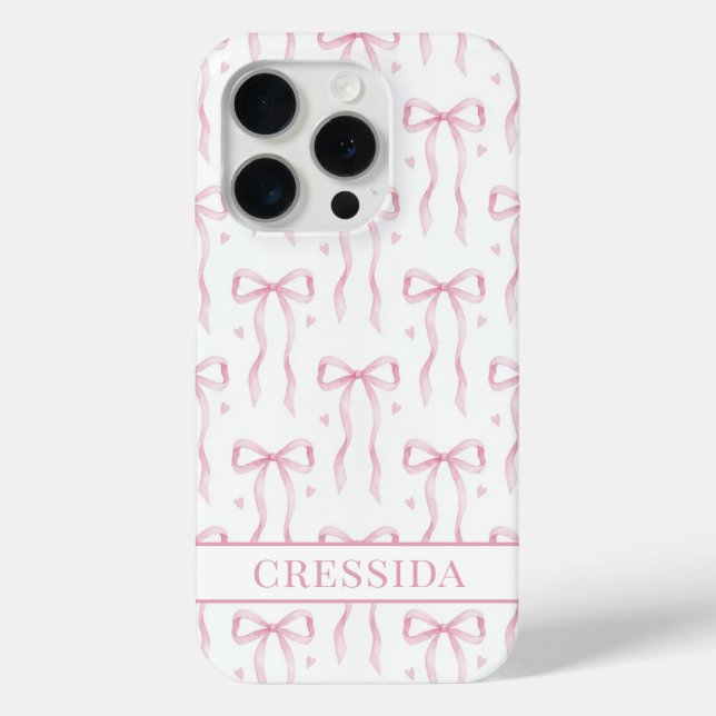 Rosa Koketten Schleifen Monogramm Case-Mate iPhone Hülle (Rückseite)