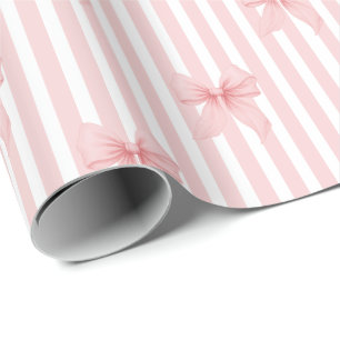Rosa Koketten-Schleifen & Streifen Geschenkpapier