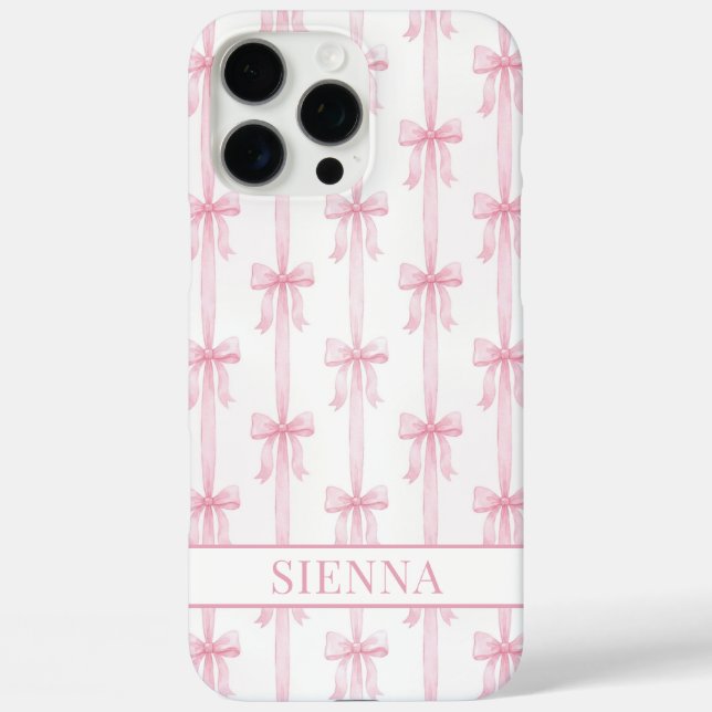 Rosa Kokettenbögen Gestreift Monogrammiert Case-Mate iPhone Hülle (Rückseite)