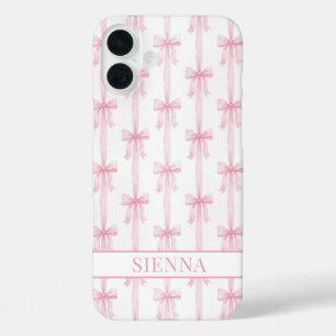 Rosa Kokettenbögen Gestreift Monogrammiert iPhone 16 Plus Hülle