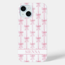Rosa Kokettenbögen Gestreifte Monogrammierte Case-Mate iPhone Hülle