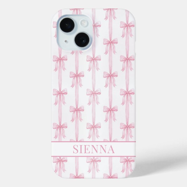 Rosa Kokettenbögen Gestreifte Monogrammierte Case-Mate iPhone Hülle (Rückseite)