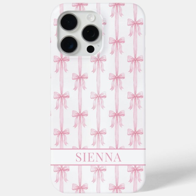 Rosa Kokettenbögen Gestreifte Monogrammierte Case-Mate iPhone Hülle (Rückseite)