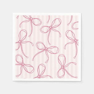 Rosa Kokettenschleife Pastell-gestreifte Tischdeko Serviette