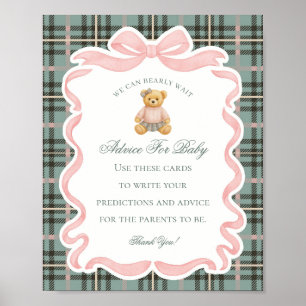 Rosa Koketter Bär-Babyshower-Tipps für Baby Poster