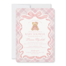 Rosa Koketterie-Bogen-Bär-Tartan-Karo-Baby-Party