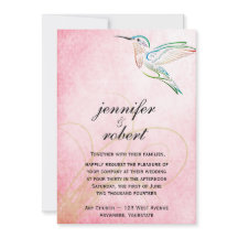 Rosa Kolibri-Aquarell-Hochzeits-Einladung