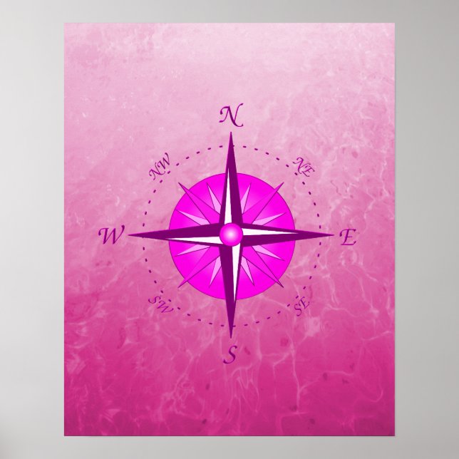 Rosa Kompassrose Poster (Vorne)