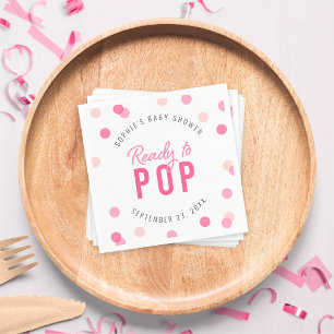 Rosa Konfetti bereit zum Platzen Baby Shower Serviette