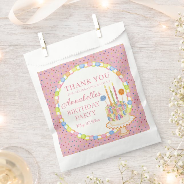 Rosa Konfetti Geburtstagsfeier Dessert Geschenktütchen (Ausgeschnitten)