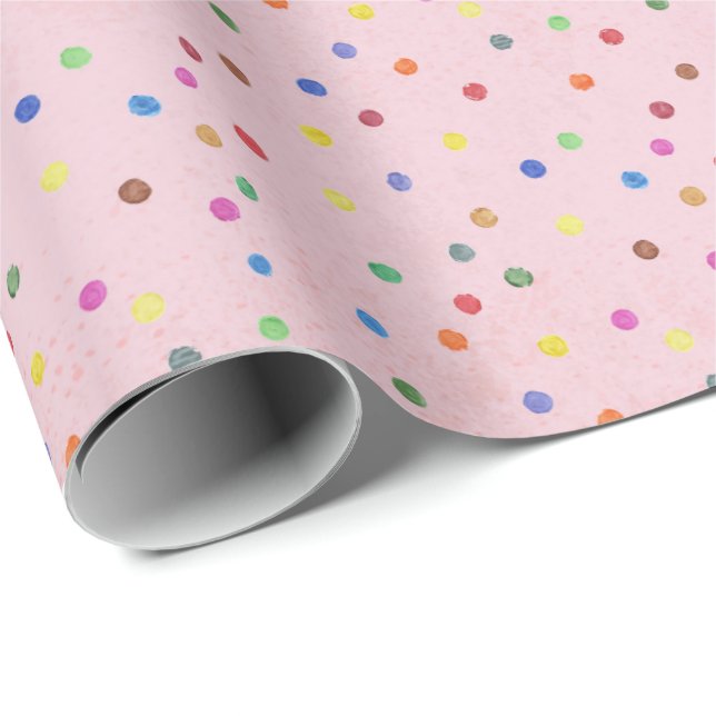 Rosa Konfetti Geburtstagsfeier Geschenkpapier (Rolleneckpunkt)
