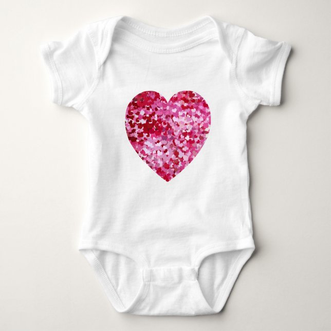 Rosa Konfetti-Herzen Baby Strampler (Vorderseite)