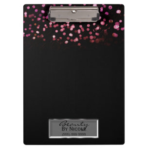 Rosa Konfetti Schwarzes Elegantes Chic Glam Person Klemmbrett