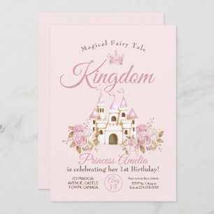 Rosa Königin Prinzessin 1. Geburtstag Einladung