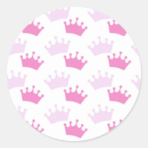 Rosa königliche Kronen Märchen Prinzessin Babypart Runder Aufkleber