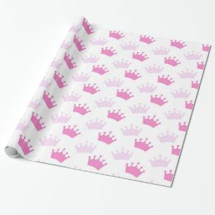 Rosa königliche Kronen Märchen Prinzessin Party Geschenkpapier
