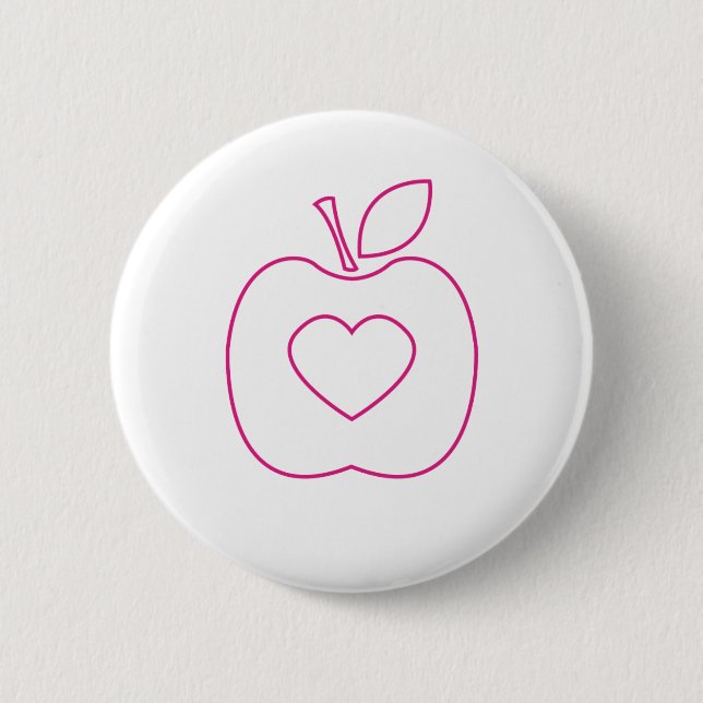 Rosa Kontur-Knopf Liebe-Apples Button (Vorderseite)