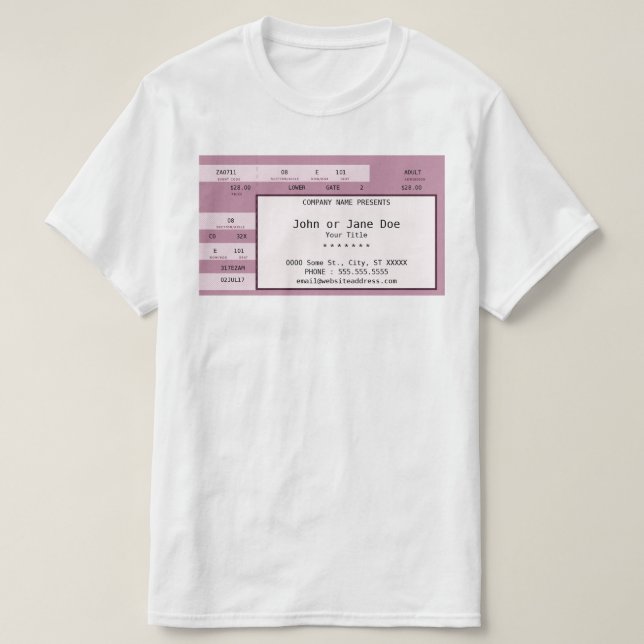 rosa Konzertkarte T-Shirt (Design vorne)