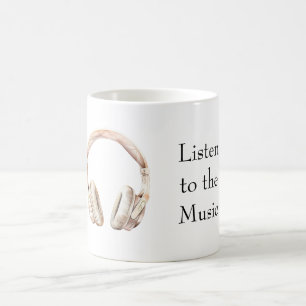 Rosa Kopfhörer mit Blush-Ton Kaffeetasse