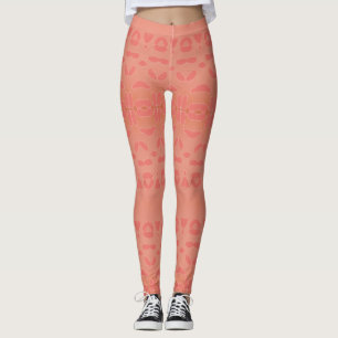 Rosa Koralle Gemustert Damen Leggings