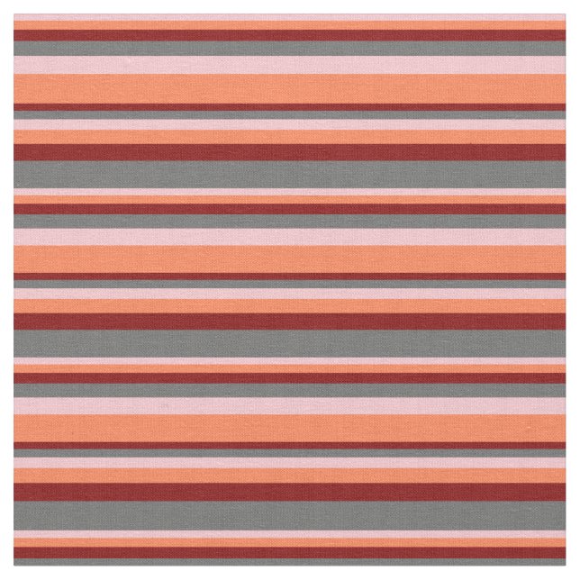 Rosa, Koralle, Maron & Dim Gray Lines Muster Stoff (Nahaufnahme)