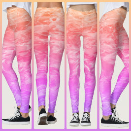 Rosa Koralle Orange Lilac Tropisches Wasser Leggings