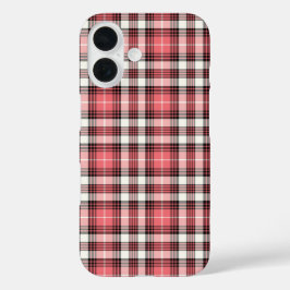 Rosa Koralle, Schwarz und Weiß Kariert iPhone 16 Hülle