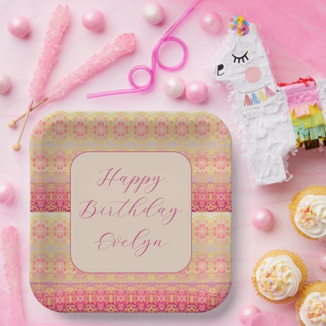 Rosa Koralle und Aprikose Pappteller (Party)